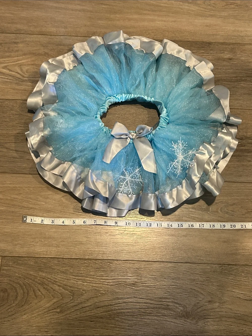 Blue Sparkle Snowflake(Frozen) Tutu Skirt with Silver Trim - Kids Costume